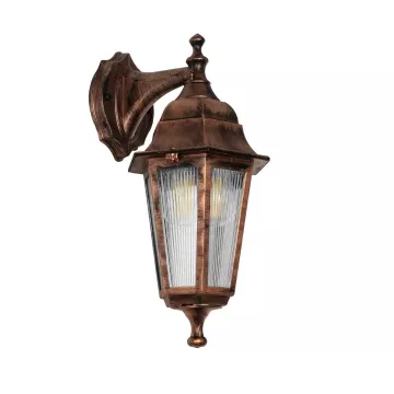 VITRO  Vintage Επιτοίχιο Φωτιστικό Φαναράκι Μονόφωτο 1 x E27 IP44 Χάλκινο Πλαστικό - Μ17 x Π20 x Υ36cm