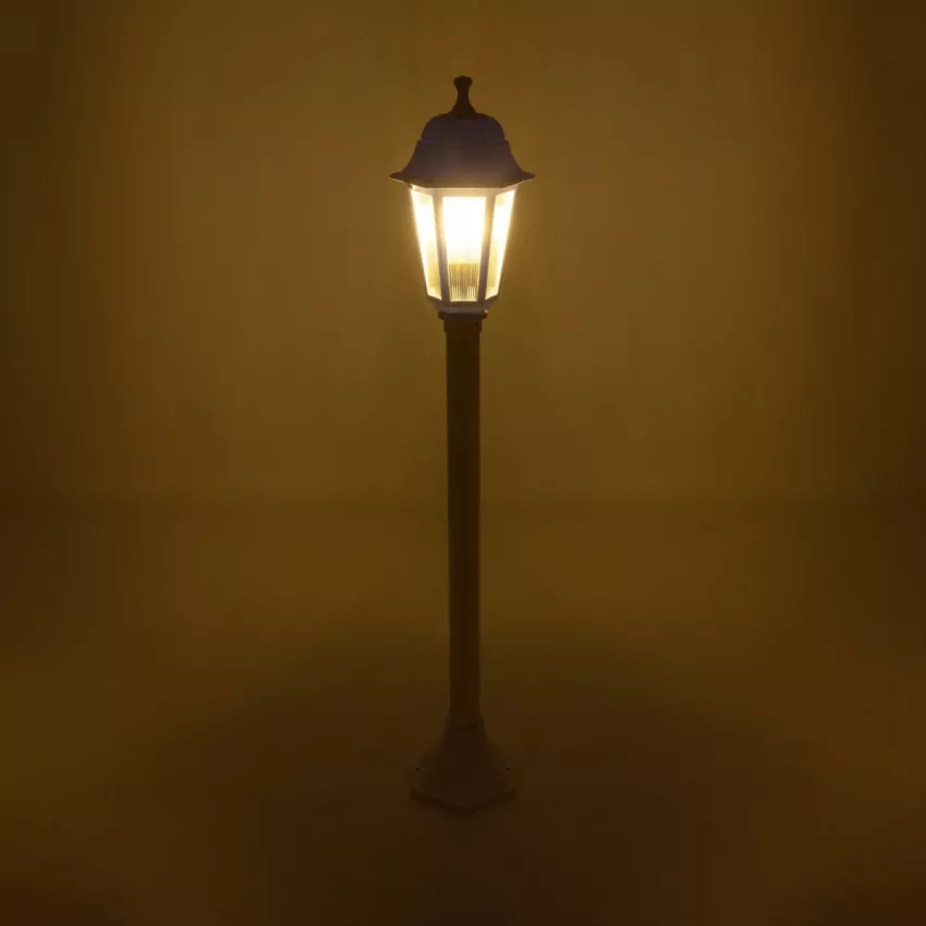 VITRO  Vintage Επιδαπέδιο Φωτιστικό Φαναράκι Μονόφωτο 1 x E27 IP44 Λευκό Πλαστικό Σώμα - Μ16 x Π16 x Υ100cm