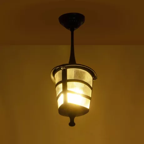 ZARDIN  Vintage Κρεμαστό Φωτιστικό Φαναράκι Μονόφωτο 1 x E27 IP44 Μαύρο Πλαστικό Σώμα - Μ17 x Π17 x Υ42cm