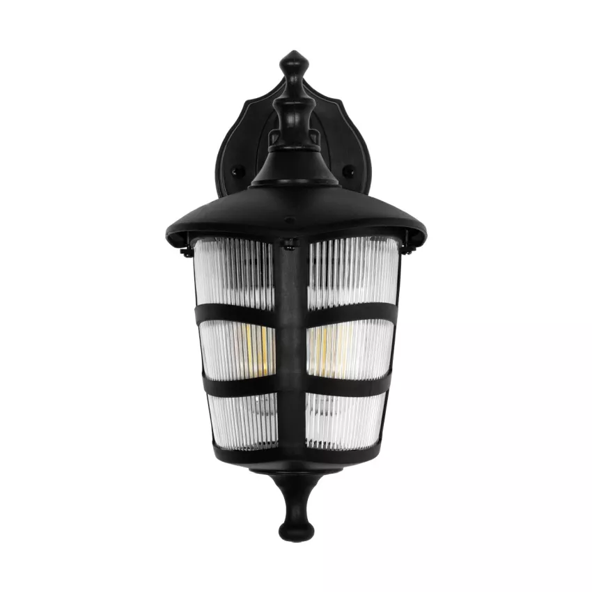 GLOBOSTAR® ZARDIN  Vintage Φωτιστικό Τοίχου - Απλίκα με Ντουί 1 x E27 AC 220-240V IP44 - Μαύρο - Μ17 x Π22 x Υ30cm