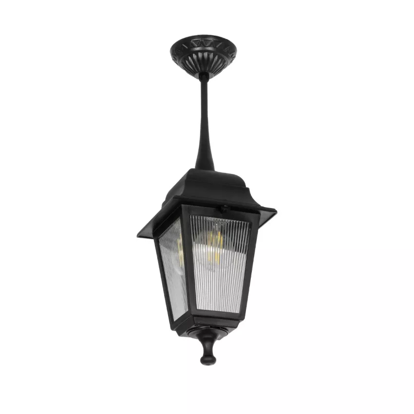 SOLME  Vintage Κρεμαστό Φωτιστικό Φαναράκι Μονόφωτο 1 x E27 IP44 Μαύρο Πλαστικό Σώμα - Μ15 x Π15 x Υ50cm