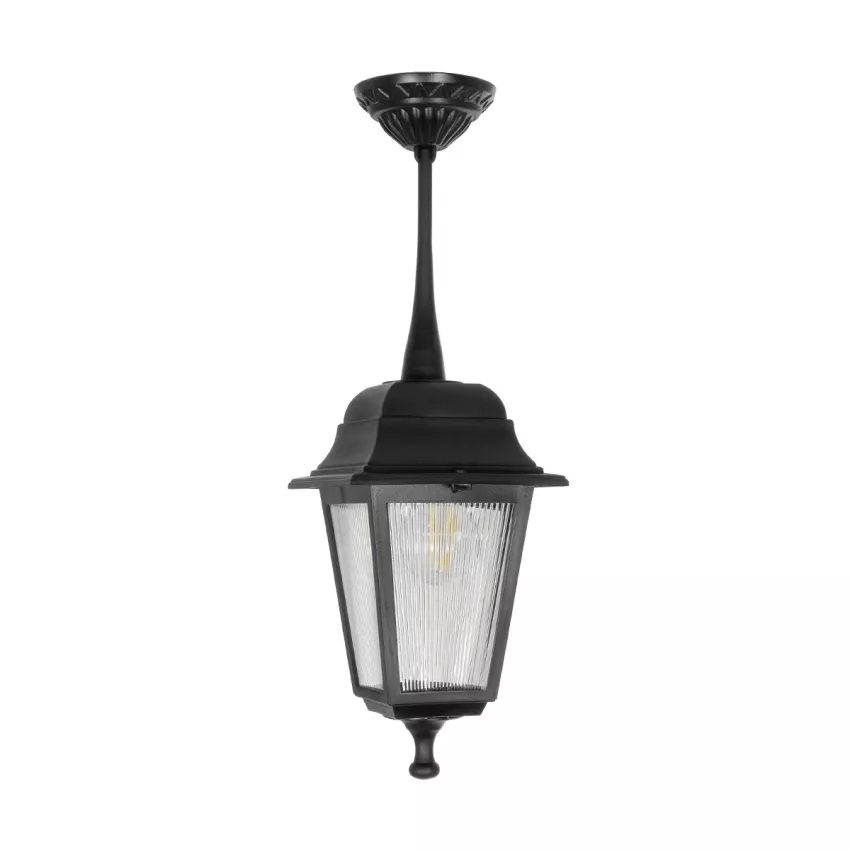 SOLME  Vintage Κρεμαστό Φωτιστικό Φαναράκι Μονόφωτο 1 x E27 IP44 Μαύρο Πλαστικό Σώμα - Μ15 x Π15 x Υ50cm