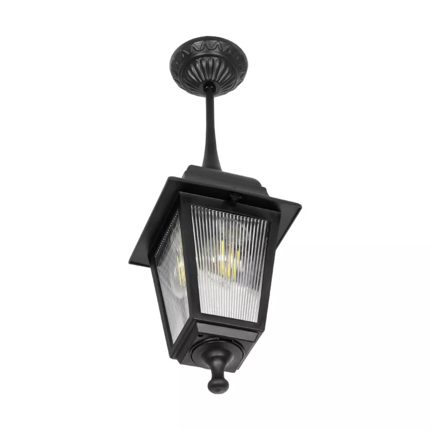 SOLME  Vintage Κρεμαστό Φωτιστικό Φαναράκι Μονόφωτο 1 x E27 IP44 Μαύρο Πλαστικό Σώμα - Μ15 x Π15 x Υ50cm