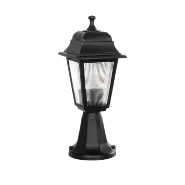 SOLME  Vintage Επιδαπέδιο Φωτιστικό Φαναράκι Μονόφωτο 1 x E27 IP44 Μαύρο Πλαστικό Σώμα - Μ15 x Π15 x Υ38cm