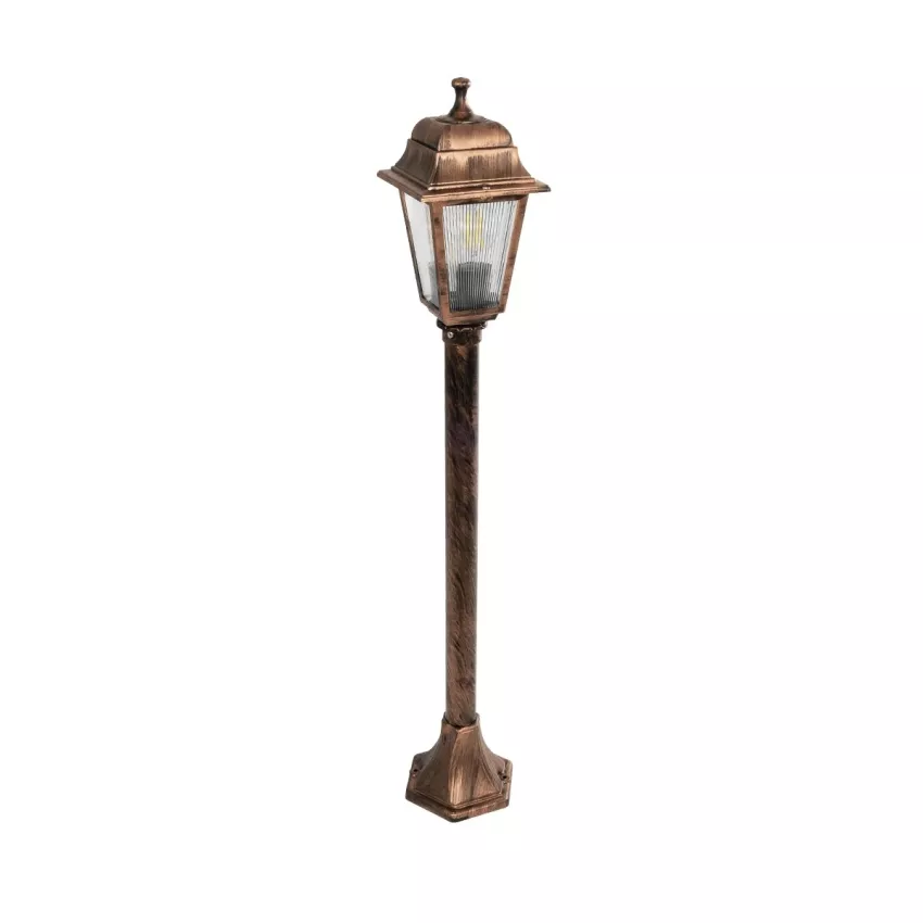 SOLME  Vintage Επιδαπέδιο Φωτιστικό Φαναράκι Μονόφωτο 1 x E27 IP44 Χάλκινο Πλαστικό Σώμα - Μ16.5 x Π16.5 x Υ100cm