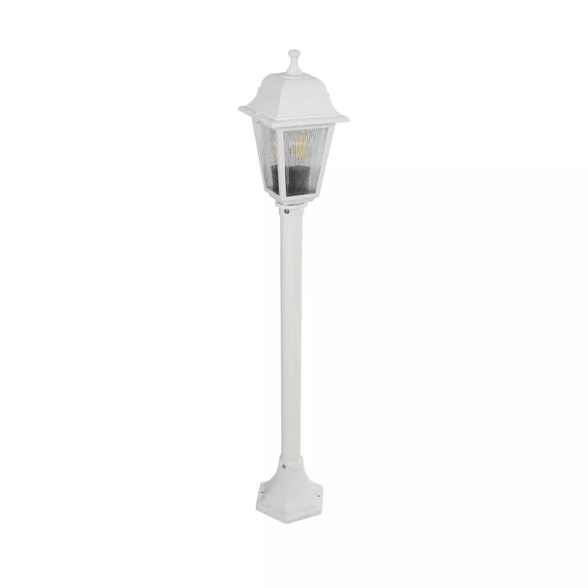 SOLME  Vintage Επιδαπέδιο Φωτιστικό Φαναράκι Μονόφωτο 1 x E27 IP44 Λευκό Πλαστικό Σώμα - Μ15 x Π15 x Υ100cm