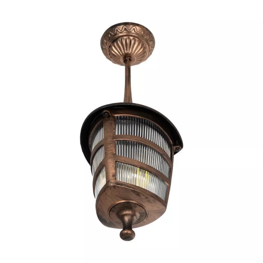 ZARDIN  Vintage Κρεμαστό Φωτιστικό Φαναράκι Μονόφωτο 1 x E27 IP44 Χάλκινο Πλαστικό Σώμα - Μ17 x Π17 x Υ42cm