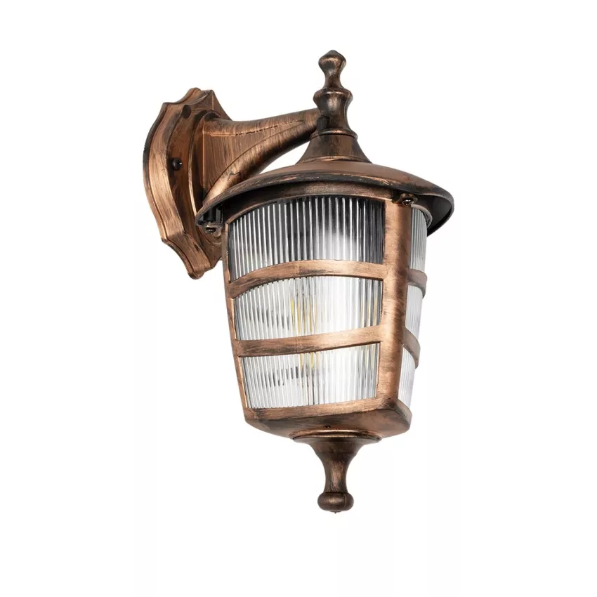 ZARDIN  Vintage Επιτοίχιο Φωτιστικό Φαναράκι Μονόφωτο 1 x E27 IP44 Χάλκινο Πλαστικό Σώμα - Μ22 x Π17 x Υ27cm