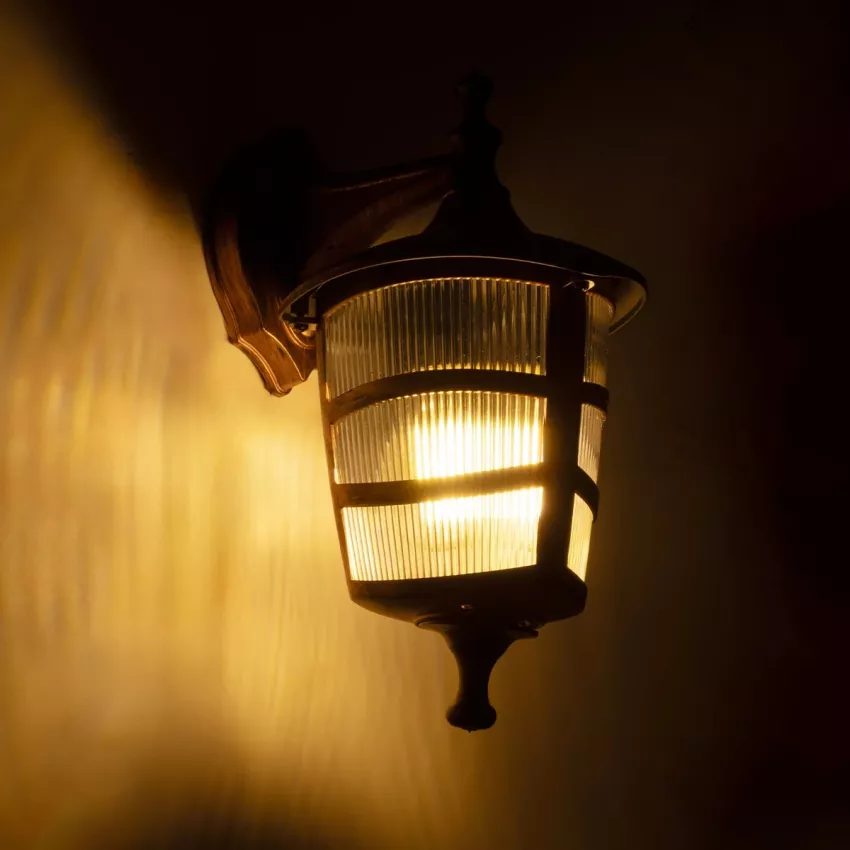 ZARDIN  Vintage Επιτοίχιο Φωτιστικό Φαναράκι Μονόφωτο 1 x E27 IP44 Χάλκινο Πλαστικό Σώμα - Μ22 x Π17 x Υ27cm