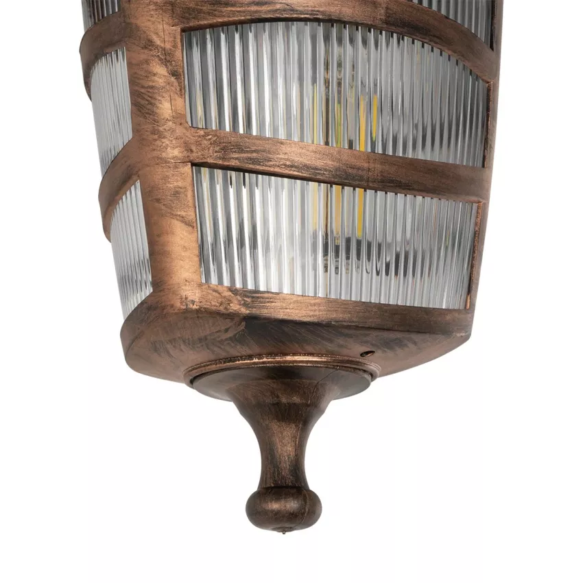 ZARDIN  Vintage Επιτοίχιο Φωτιστικό Φαναράκι Μονόφωτο 1 x E27 IP44 Χάλκινο Πλαστικό Σώμα - Μ22 x Π17 x Υ27cm