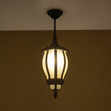 VERDI  Vintage Κρεμαστό Φωτιστικό Φαναράκι Μονόφωτο 1 x E27 IP44 Μαύρο Πλαστικό Σώμα - Μ17 x Π17 x Υ52cm