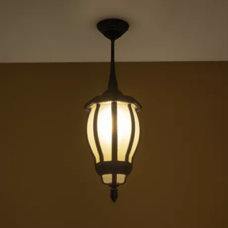 VERDI  Vintage Κρεμαστό Φωτιστικό Φαναράκι Μονόφωτο 1 x E27 IP44 Μαύρο Πλαστικό Σώμα - Μ17 x Π17 x Υ52cm