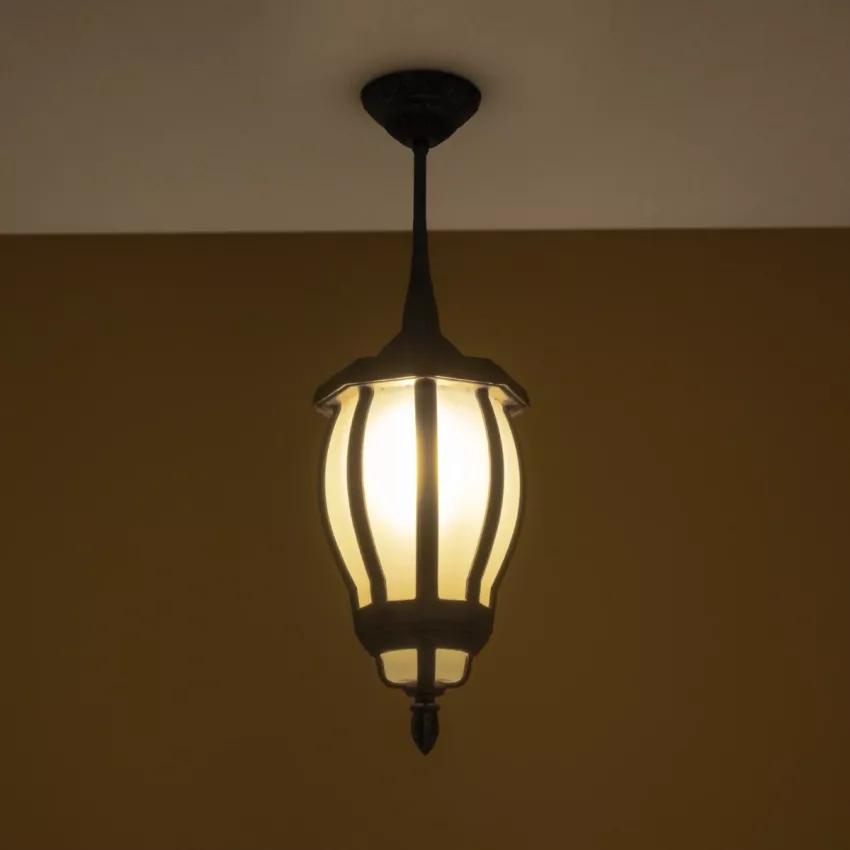 VERDI  Vintage Κρεμαστό Φωτιστικό Φαναράκι Μονόφωτο 1 x E27 IP44 Μαύρο Πλαστικό Σώμα - Μ17 x Π17 x Υ52cm