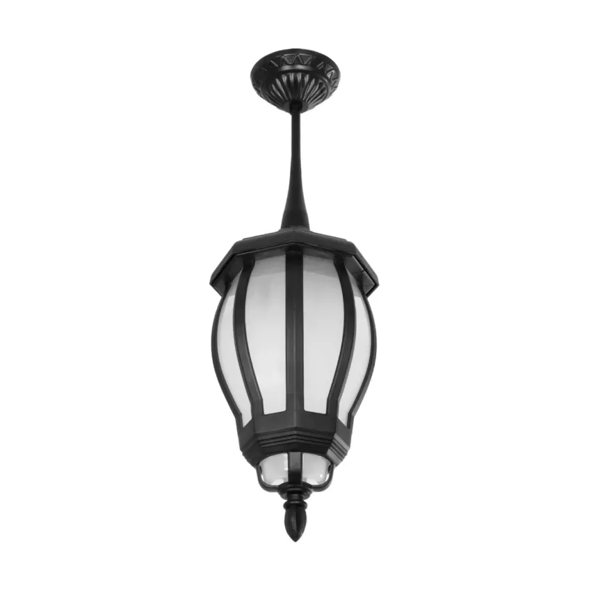 VERDI  Vintage Κρεμαστό Φωτιστικό Φαναράκι Μονόφωτο 1 x E27 IP44 Μαύρο Πλαστικό Σώμα - Μ17 x Π17 x Υ52cm