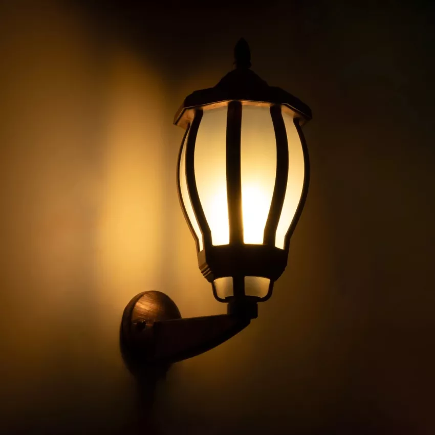 VERDI  Vintage Επιτοίχιο Φωτιστικό Φαναράκι Μονόφωτο 1 x E27 IP44 Χάλκινο Πλαστικό Σώμα - Μ23 x Π17 x Υ40cm