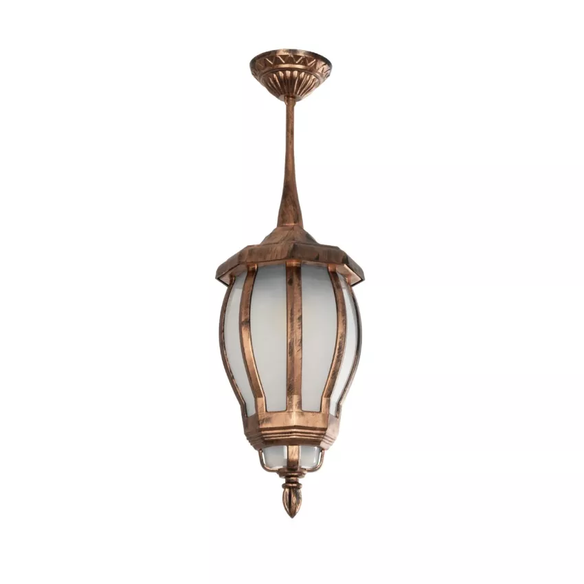 VERDI  Vintage Κρεμαστό Φωτιστικό Φαναράκι Μονόφωτο 1 x E27 IP44 Χάλκινο Πλαστικό Σώμα - Μ17 x Π17 x Υ47cm