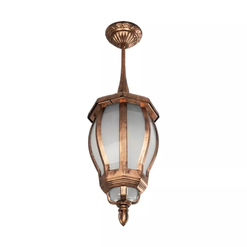 VERDI  Vintage Κρεμαστό Φωτιστικό Φαναράκι Μονόφωτο 1 x E27 IP44 Χάλκινο Πλαστικό Σώμα - Μ17 x Π17 x Υ47cm