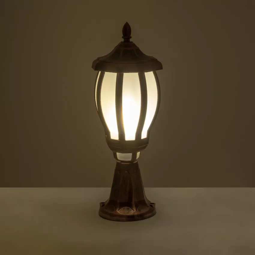 VERDI  Vintage Επιδαπέδιο Φωτιστικό Φαναράκι Μονόφωτο 1 x E27 IP44 Χάλκινο Πλαστικό Σώμα - Μ17 x Π17 x Υ47cm