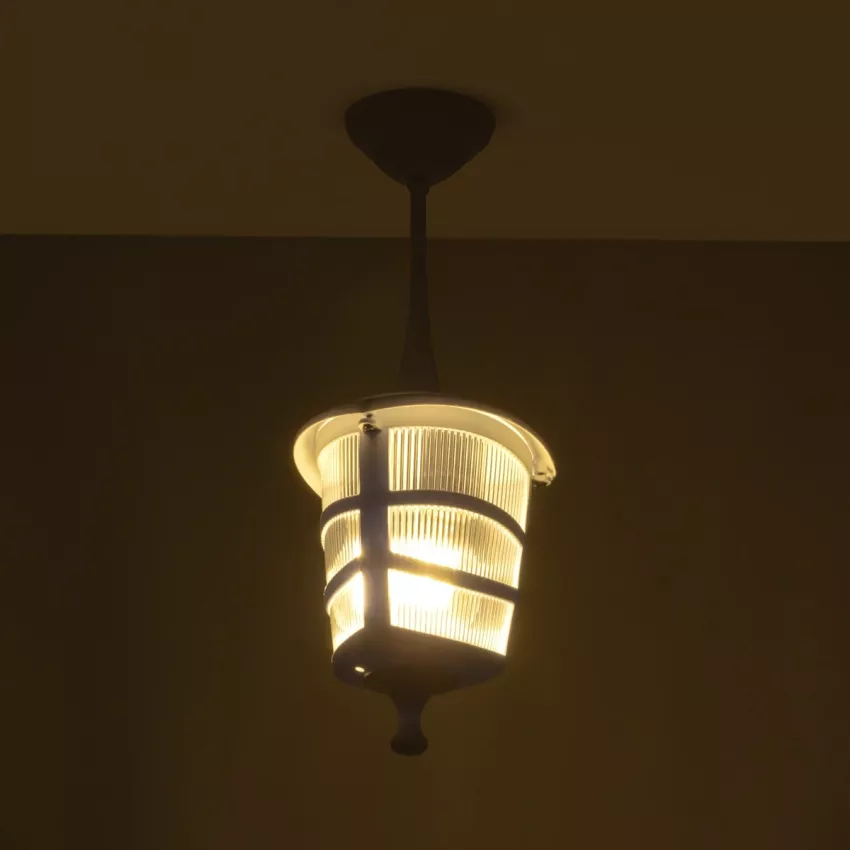 ZARDIN  Vintage Κρεμαστό Φωτιστικό Φαναράκι Μονόφωτο 1 x E27 IP44 Λευκό Πλαστικό Σώμα - Μ17 x Π17 x Υ42cm