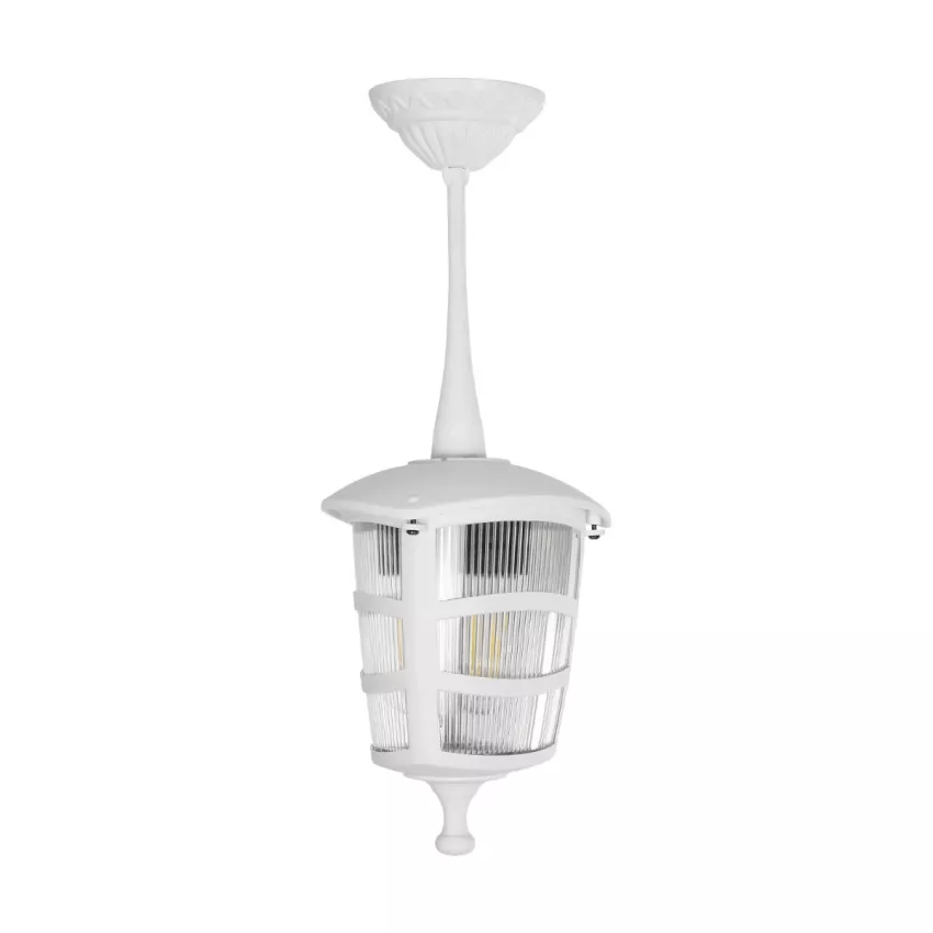 ZARDIN  Vintage Κρεμαστό Φωτιστικό Φαναράκι Μονόφωτο 1 x E27 IP44 Λευκό Πλαστικό Σώμα - Μ17 x Π17 x Υ42cm