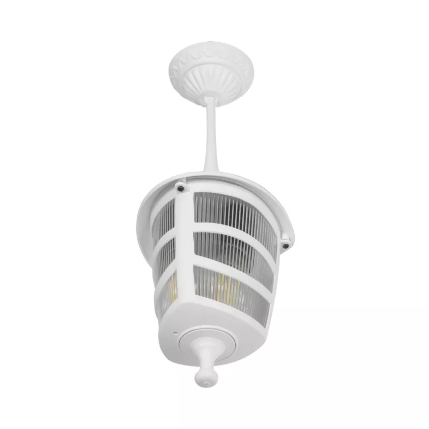 ZARDIN  Vintage Κρεμαστό Φωτιστικό Φαναράκι Μονόφωτο 1 x E27 IP44 Λευκό Πλαστικό Σώμα - Μ17 x Π17 x Υ42cm