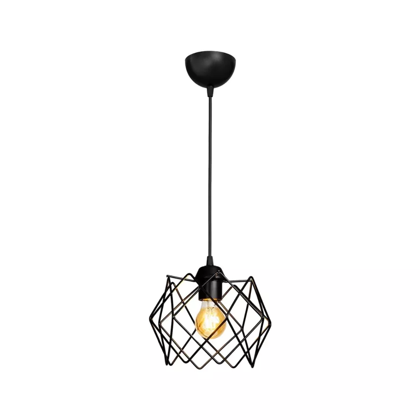 GLOBOSTAR® VORTEX  Μοντέρνο Κρεμαστό Φωτιστικό Οροφής με Ντουί 1 x E27 AC 220-240V IP20 - Μαύρο - Μ23.5 x Π23.5 x Υ20cm