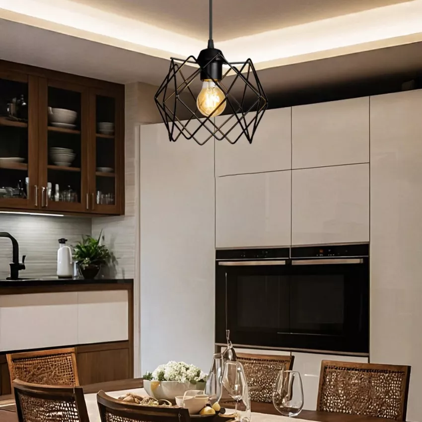 GLOBOSTAR® VORTEX  Μοντέρνο Κρεμαστό Φωτιστικό Οροφής με Ντουί 1 x E27 AC 220-240V IP20 - Μαύρο - Μ23.5 x Π23.5 x Υ20cm