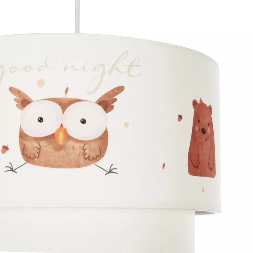 OWL  Παιδικό Κρεμαστό Φωτιστικό Φιγούρα Μονόφωτο 1 x E27 IP20 Λευκό Ύφασμα - Μ30 x Π30 x Υ70cm