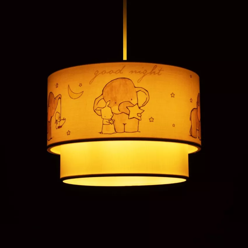 ELEPHANT  Παιδικό Κρεμαστό Φωτιστικό Φιγούρα Μονόφωτο 1 x E27 IP20 Λευκό Ύφασμα - Μ30 x Π30 x Υ70cm