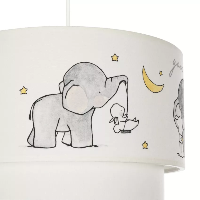 ELEPHANT  Παιδικό Κρεμαστό Φωτιστικό Φιγούρα Μονόφωτο 1 x E27 IP20 Λευκό Ύφασμα - Μ30 x Π30 x Υ70cm