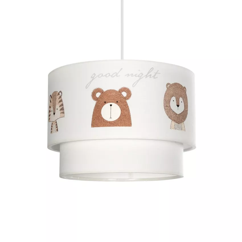 BEAR  Παιδικό Κρεμαστό Φωτιστικό Φιγούρα Μονόφωτο 1 x E27 IP20 Λευκό Ύφασμα - Μ30 x Π30 x Υ70cm