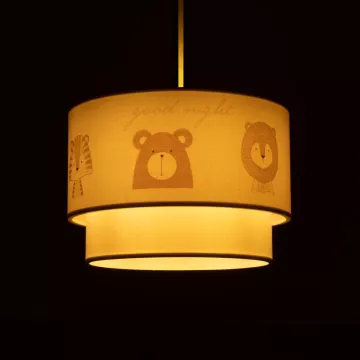 BEAR  Παιδικό Κρεμαστό Φωτιστικό Φιγούρα Μονόφωτο 1 x E27 IP20 Λευκό Ύφασμα - Μ30 x Π30 x Υ70cm