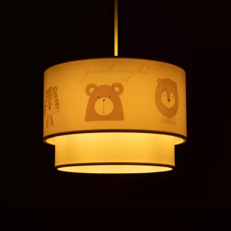 BEAR  Παιδικό Κρεμαστό Φωτιστικό Φιγούρα Μονόφωτο 1 x E27 IP20 Λευκό Ύφασμα - Μ30 x Π30 x Υ70cm