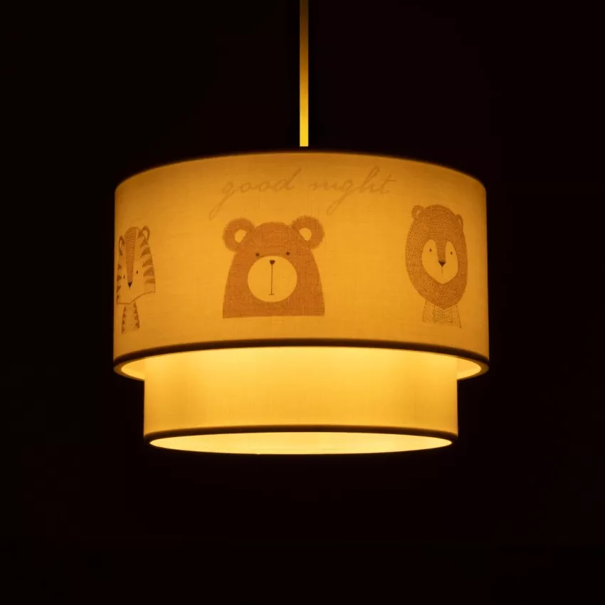 BEAR  Παιδικό Κρεμαστό Φωτιστικό Φιγούρα Μονόφωτο 1 x E27 IP20 Λευκό Ύφασμα - Μ30 x Π30 x Υ70cm