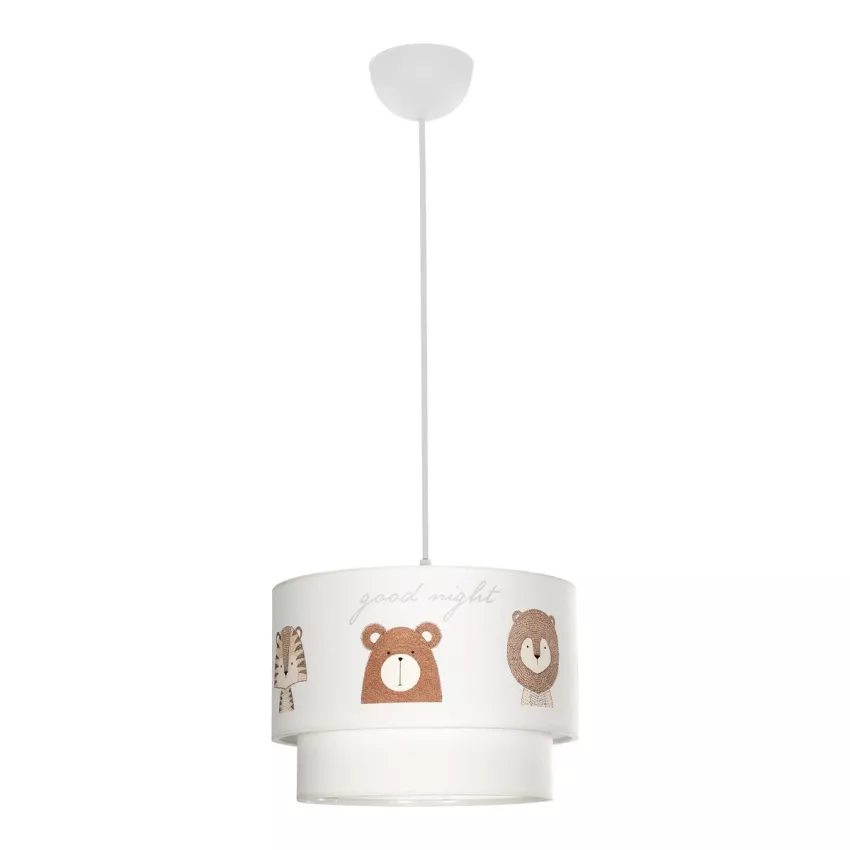 BEAR  Παιδικό Κρεμαστό Φωτιστικό Φιγούρα Μονόφωτο 1 x E27 IP20 Λευκό Ύφασμα - Μ30 x Π30 x Υ70cm