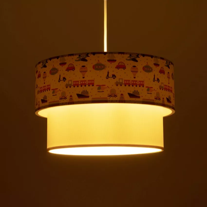 TRAIN  Παιδικό Κρεμαστό Φωτιστικό Φιγούρα Μονόφωτο 1 x E27 IP20 Λευκό Ύφασμα - Μ30 x Π30 x Υ70cm