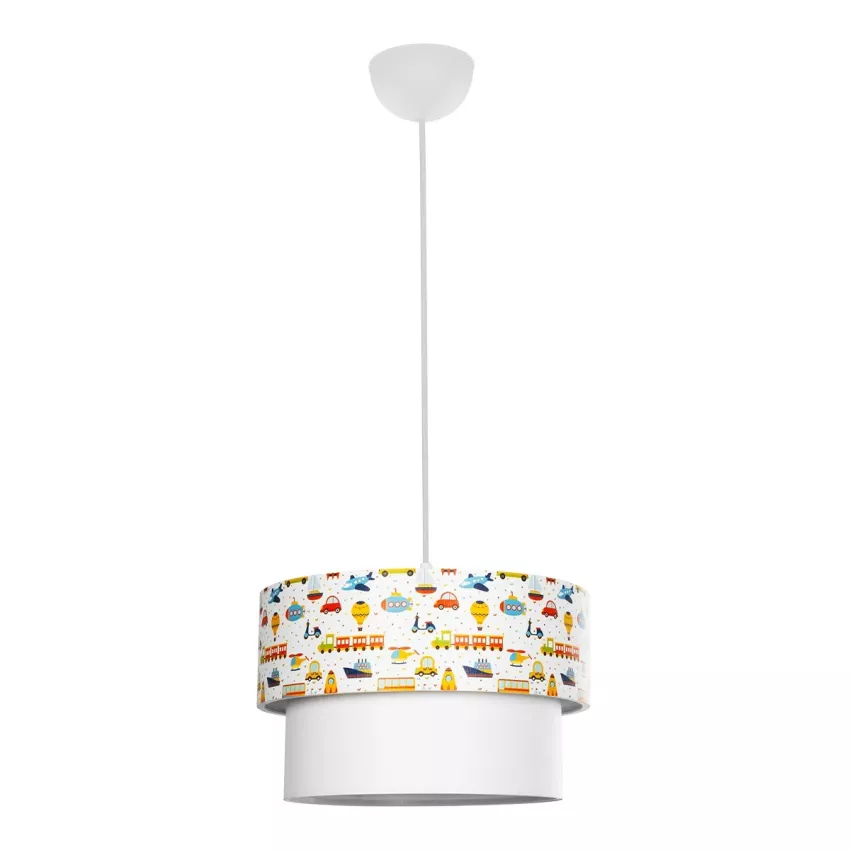 TRAIN  Παιδικό Κρεμαστό Φωτιστικό Φιγούρα Μονόφωτο 1 x E27 IP20 Λευκό Ύφασμα - Μ30 x Π30 x Υ70cm