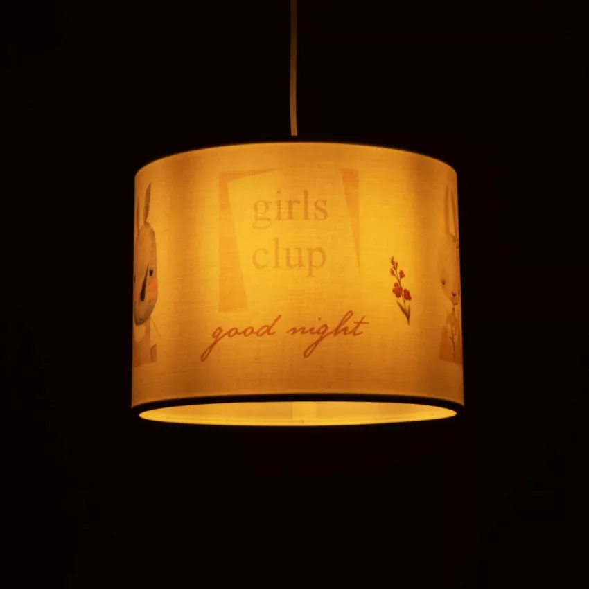 GIRLSCLUB  Παιδικό Κρεμαστό Φωτιστικό Φιγούρα Μονόφωτο 1 x E27 IP20 Λευκό Ύφασμα - Μ28 x Π28 x Υ70cm