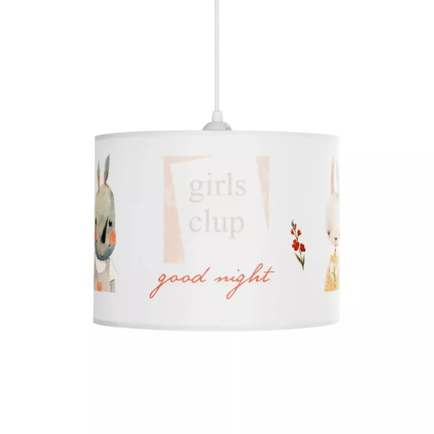 GIRLSCLUB  Παιδικό Κρεμαστό Φωτιστικό Φιγούρα Μονόφωτο 1 x E27 IP20 Λευκό Ύφασμα - Μ28 x Π28 x Υ70cm