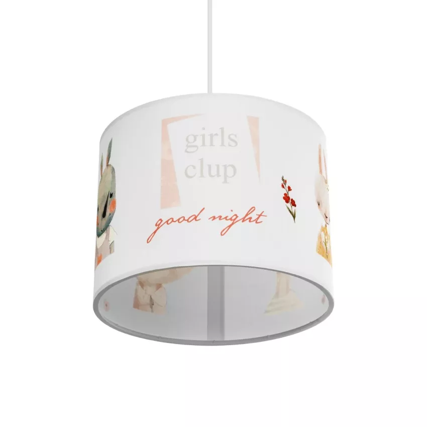 GIRLSCLUB  Παιδικό Κρεμαστό Φωτιστικό Φιγούρα Μονόφωτο 1 x E27 IP20 Λευκό Ύφασμα - Μ28 x Π28 x Υ70cm