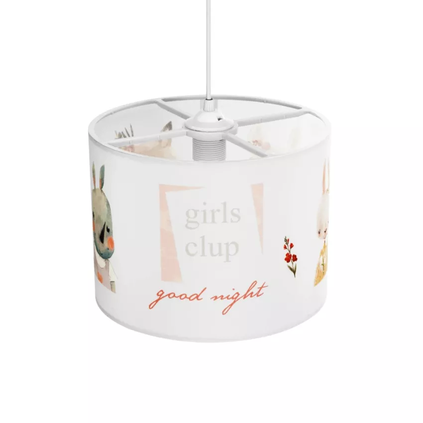 GIRLSCLUB  Παιδικό Κρεμαστό Φωτιστικό Φιγούρα Μονόφωτο 1 x E27 IP20 Λευκό Ύφασμα - Μ28 x Π28 x Υ70cm