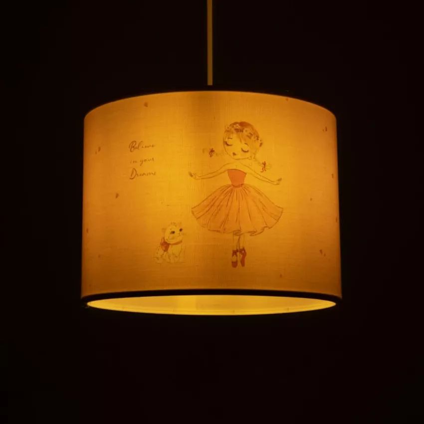 GLOBOSTAR® BALLERINA  Παιδικό Κρεμαστό Φωτιστικό Οροφής με Ντουί 1 x E27 AC 220-240V IP20 - Ροζ - Μ28 x Π28 x Υ24cm