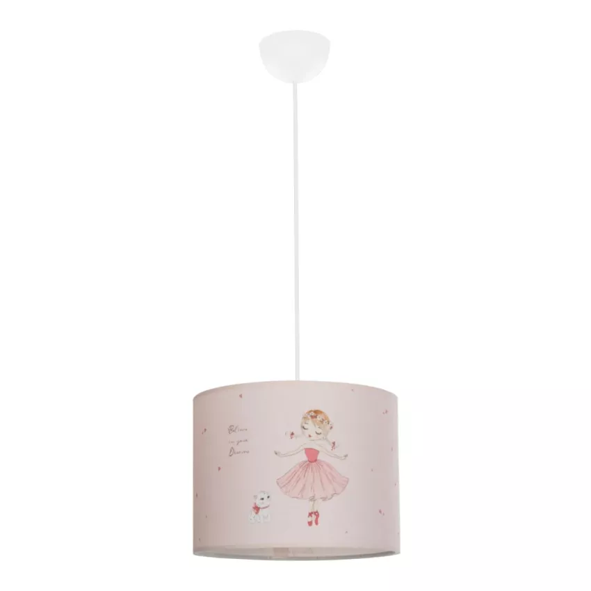 GLOBOSTAR® BALLERINA  Παιδικό Κρεμαστό Φωτιστικό Οροφής με Ντουί 1 x E27 AC 220-240V IP20 - Ροζ - Μ28 x Π28 x Υ24cm