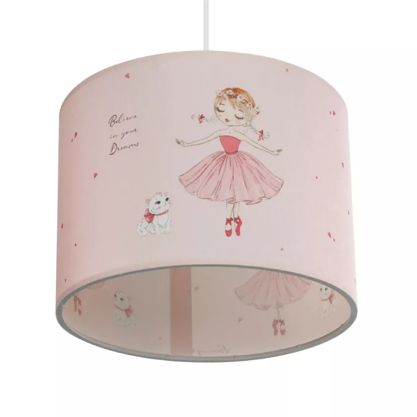 GLOBOSTAR® BALLERINA  Παιδικό Κρεμαστό Φωτιστικό Οροφής με Ντουί 1 x E27 AC 220-240V IP20 - Ροζ - Μ28 x Π28 x Υ24cm