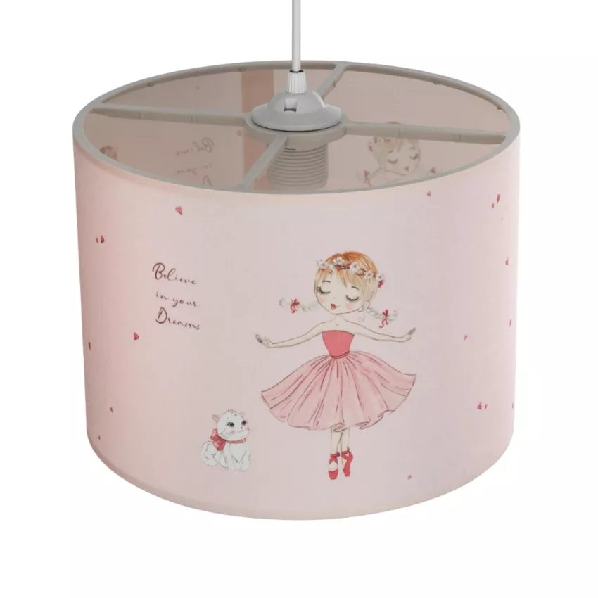 GLOBOSTAR® BALLERINA  Παιδικό Κρεμαστό Φωτιστικό Οροφής με Ντουί 1 x E27 AC 220-240V IP20 - Ροζ - Μ28 x Π28 x Υ24cm