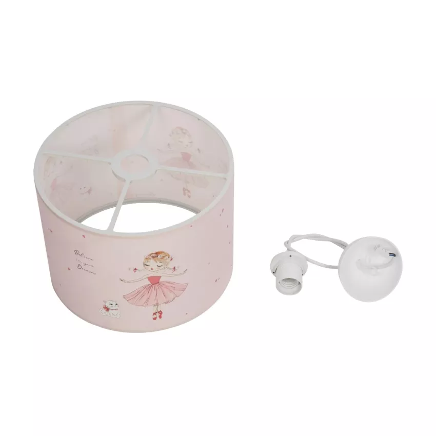 GLOBOSTAR® BALLERINA  Παιδικό Κρεμαστό Φωτιστικό Οροφής με Ντουί 1 x E27 AC 220-240V IP20 - Ροζ - Μ28 x Π28 x Υ24cm