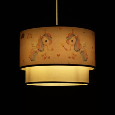 GLOBOSTAR® PONY  Παιδικό Κρεμαστό Φωτιστικό Οροφής με Ντουί 1 x E27 AC 220-240V IP20 - Ροζ - Μ30 x Π30 x Υ24cm