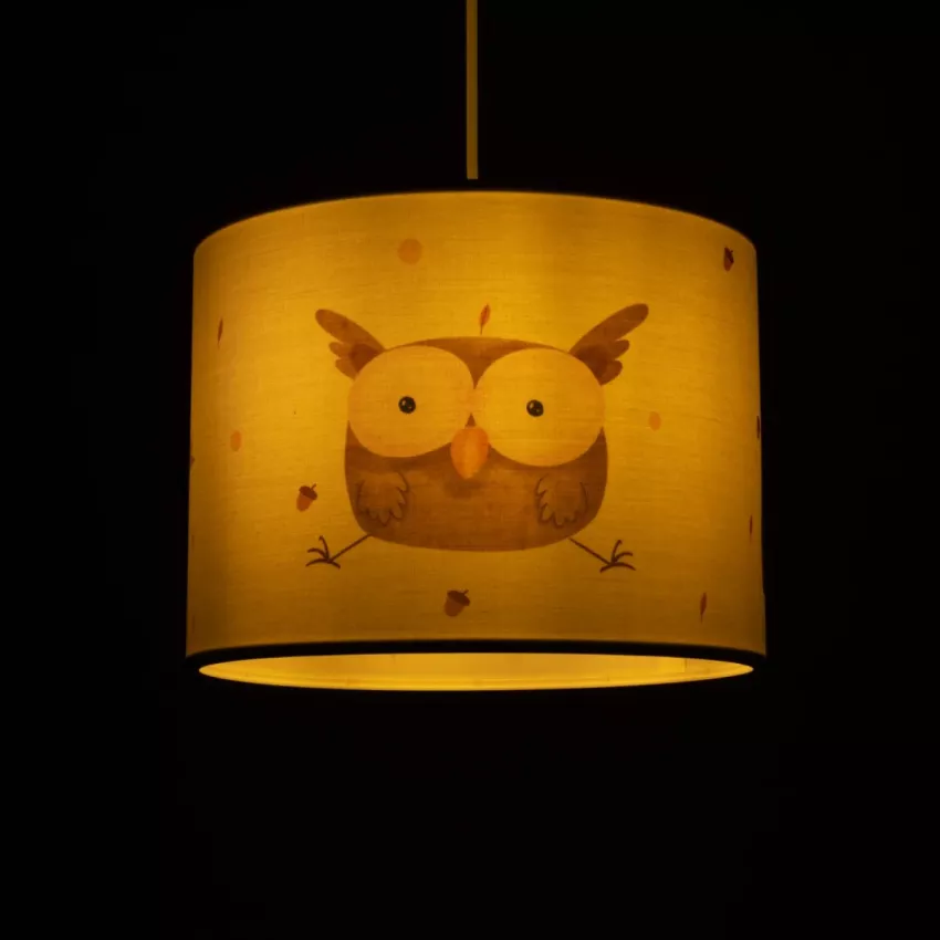 OWL  Παιδικό Κρεμαστό Φωτιστικό Φιγούρα Μονόφωτο 1 x E27 IP20 Λευκό Ύφασμα - Μ28 x Π28 x Υ70cm