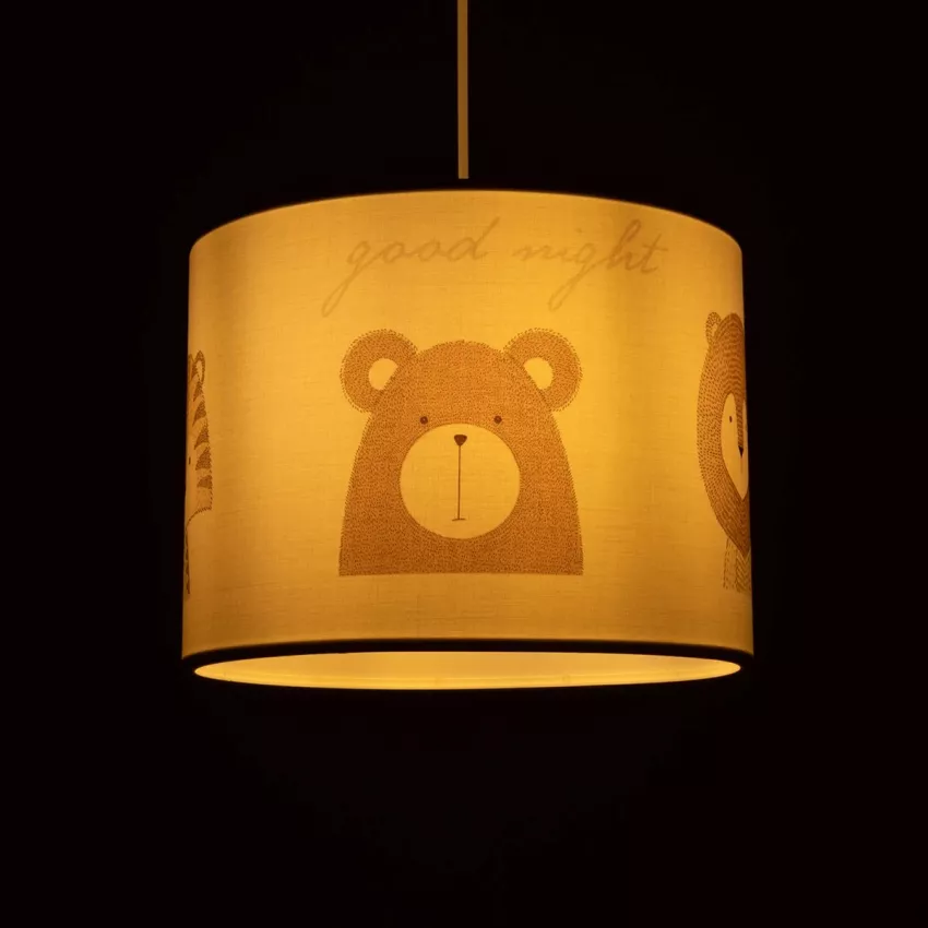 BEAR  Παιδικό Κρεμαστό Φωτιστικό Φιγούρα Μονόφωτο 1 x E27 IP20 Λευκό Ύφασμα - Μ28 x Π28 x Υ70cm