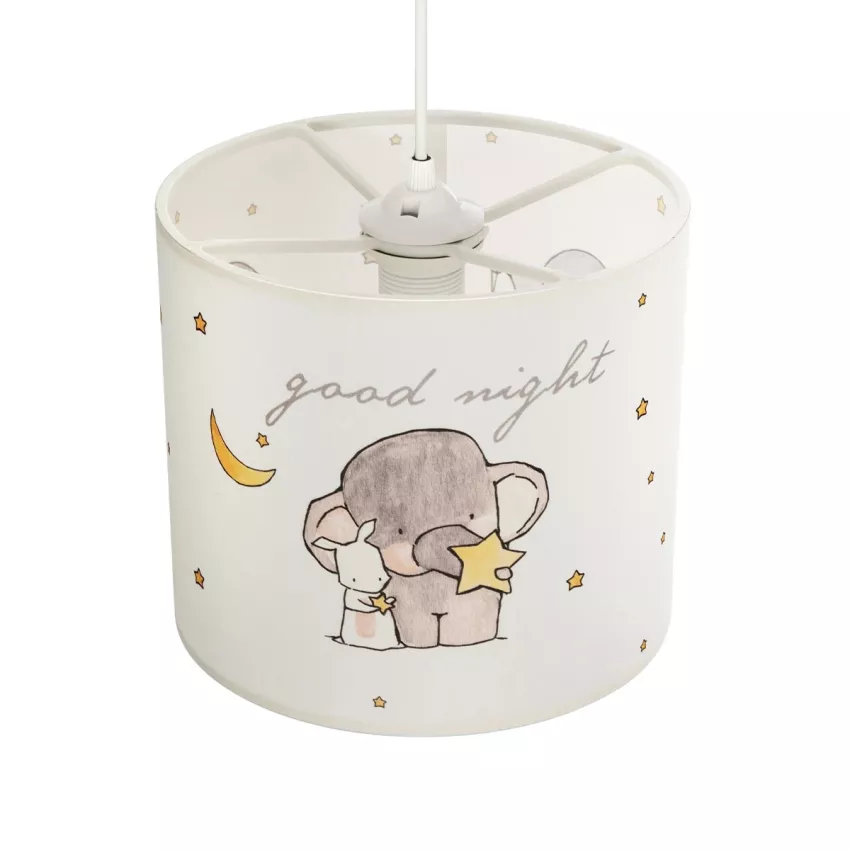 ELEPHANT  Παιδικό Κρεμαστό Φωτιστικό Φιγούρα Μονόφωτο 1 x E27 IP20 Λευκό Ύφασμα - Μ24 x Π24 x Υ70cm